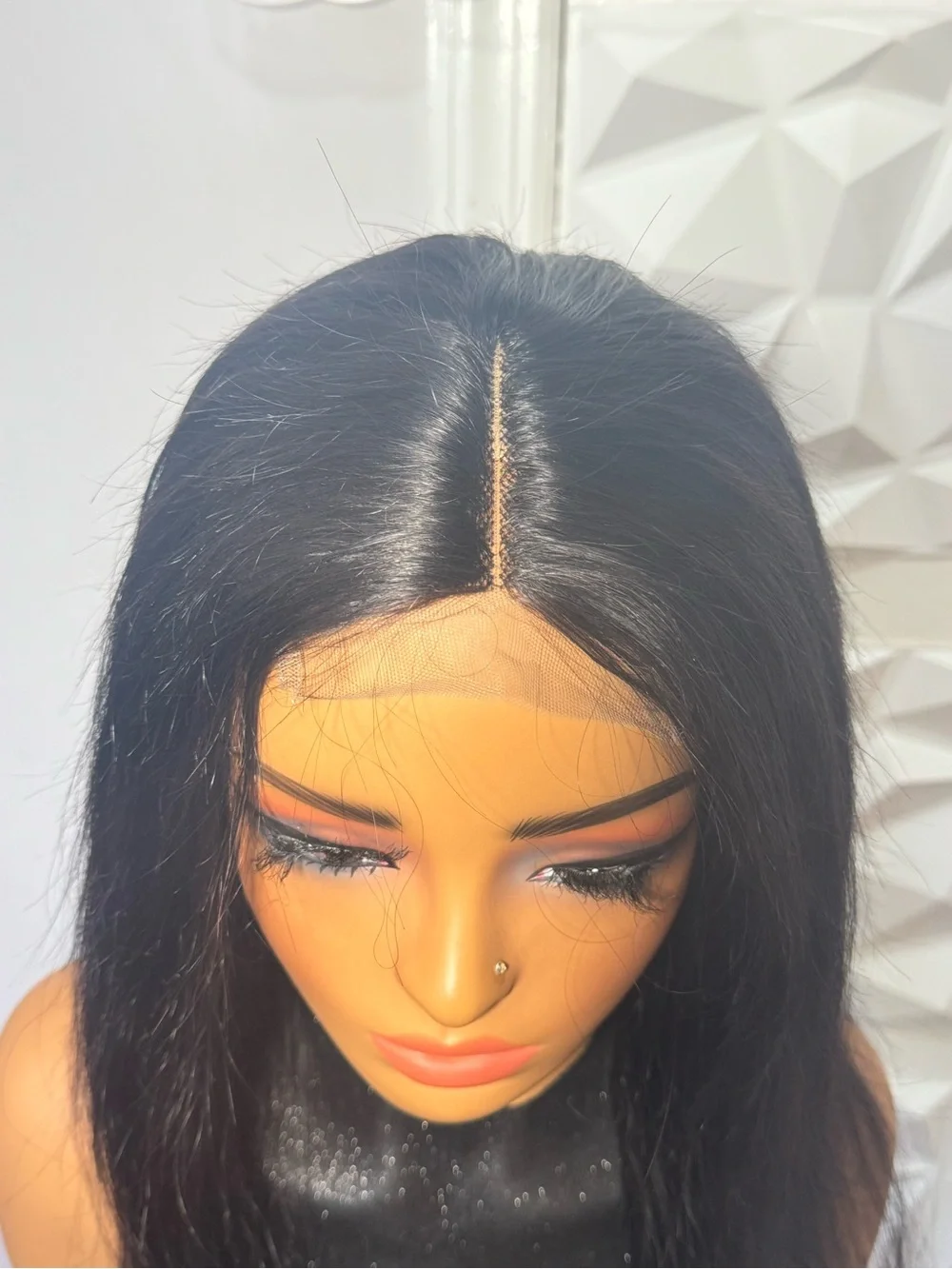 18 Inch 100% Human Hair 4x4 Closure Wig Glueless Natural Black Lace Wig